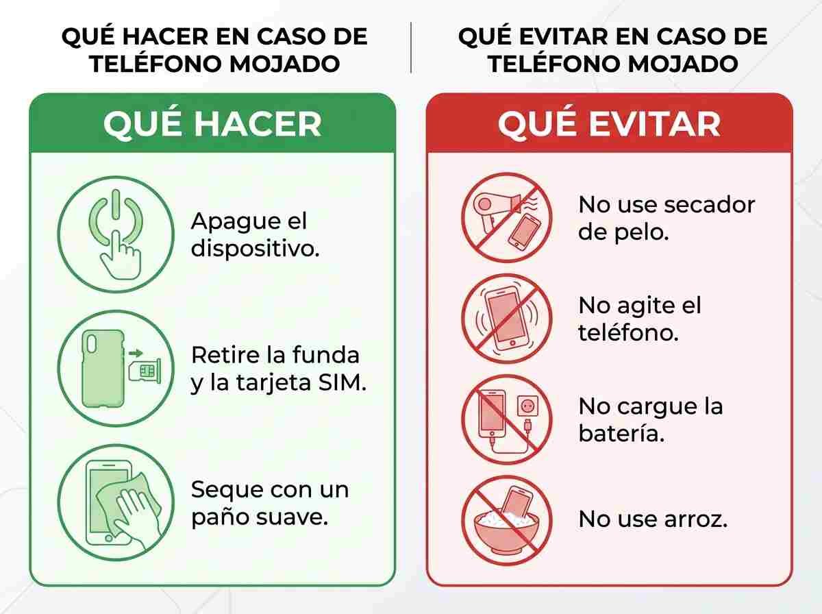Qué hacer y qué evitar con un celular mojado
