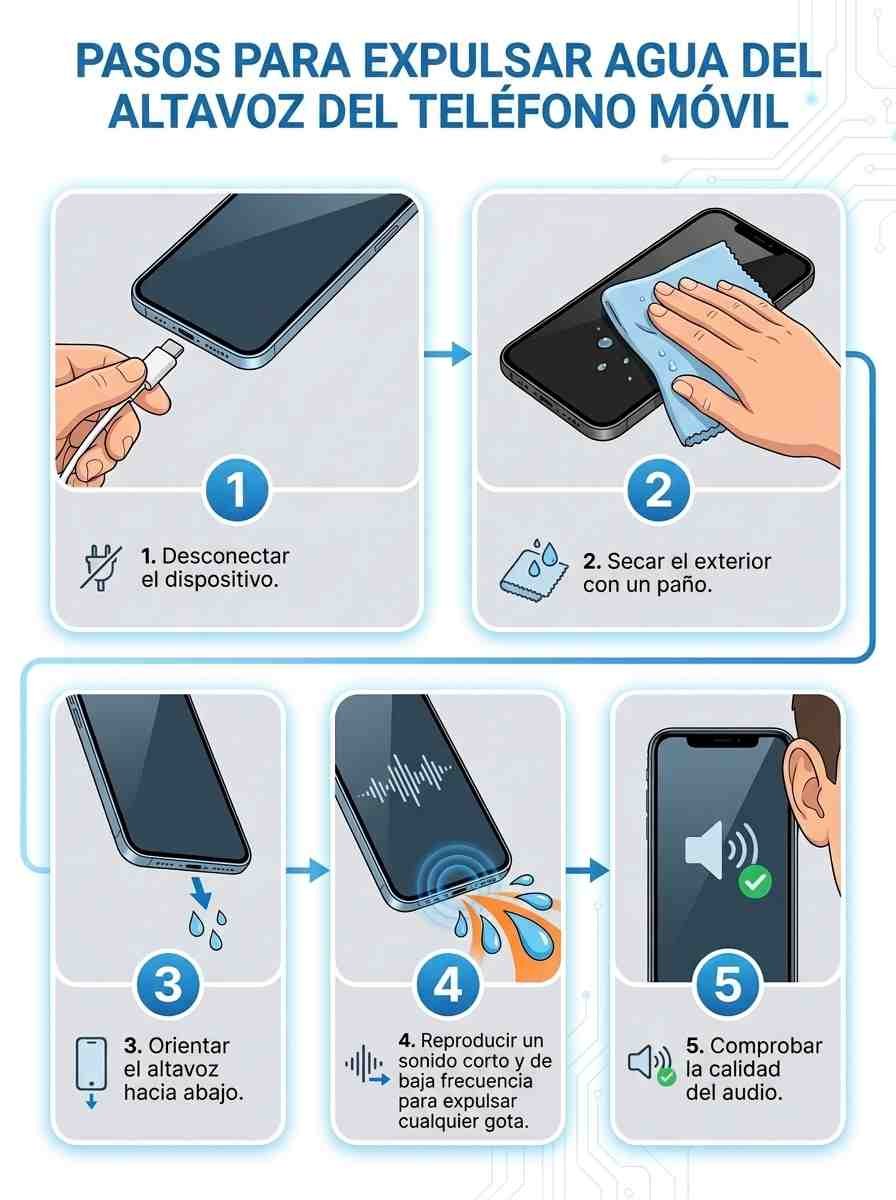 Pasos para expulsar agua del altavoz del celular