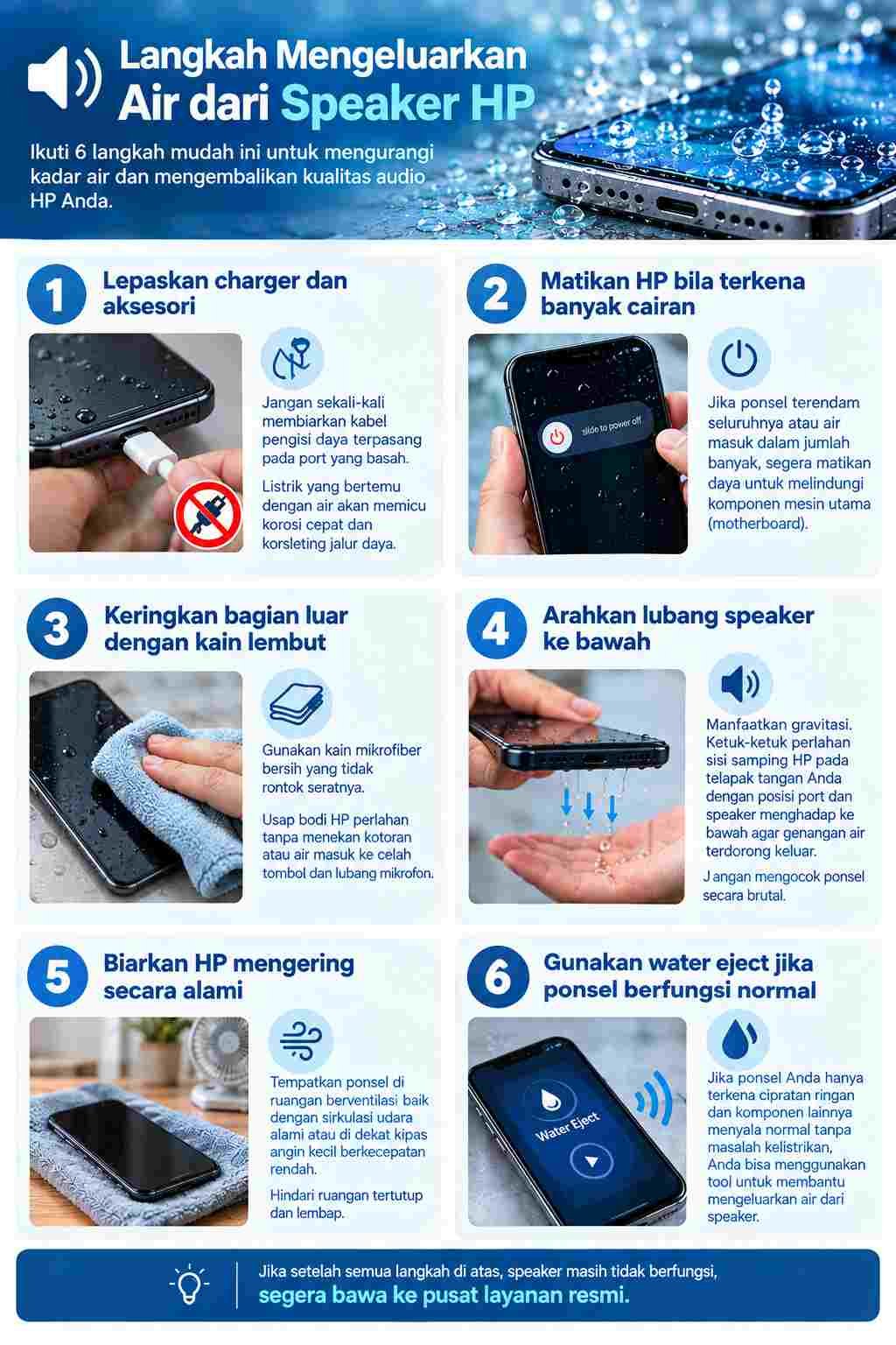 langkah mengeluarkan air dari speaker HP