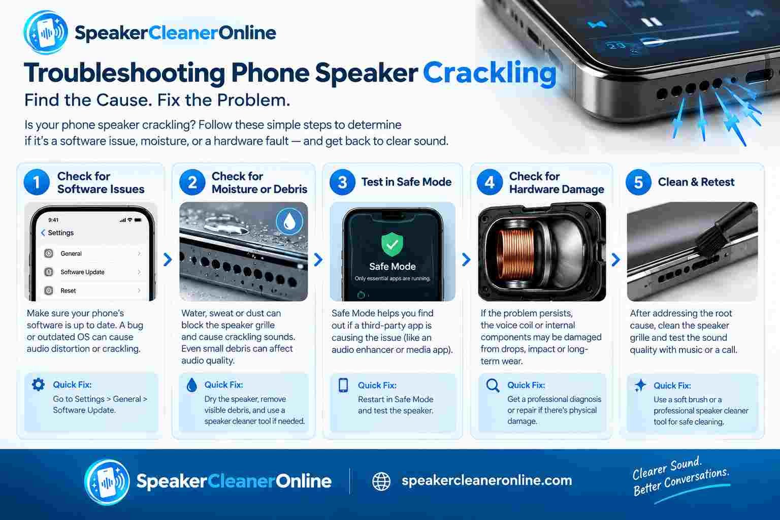 troubleshooting phone speaker crackling steps